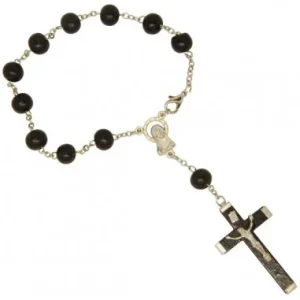 Dizainier bracelet en bois avec Vierge Marie au coeur